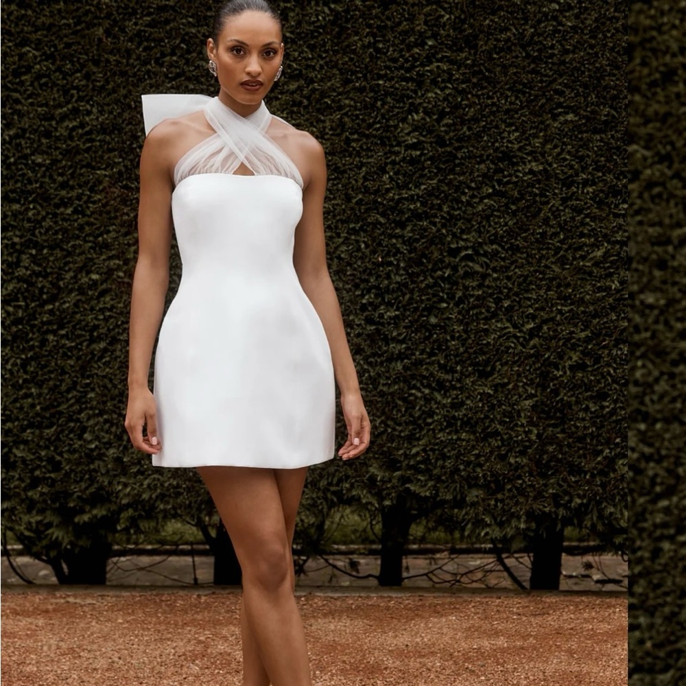 Meshki Maryam Tulle Bow Mini Dress - White